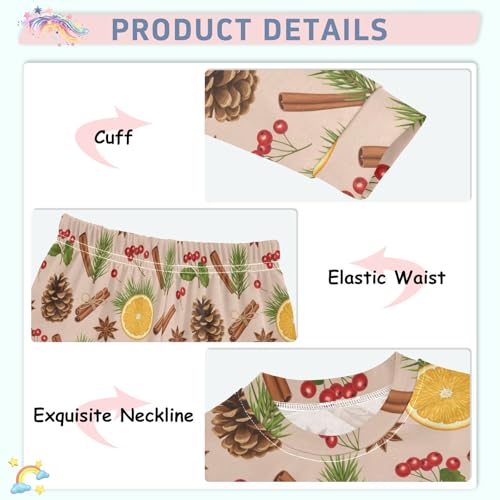 Pajama Sets Long Sleeve Christmas Spices Oranges Berries Soft Comfy Sleepwear 2 Piece PJS 3-8T4