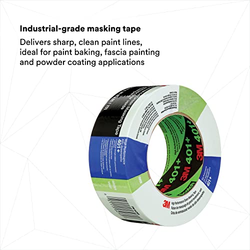 Image of 3M High Performance Green Masking Tape 401+, Superior Adhesion, Clean Removal, Highly Conformable, Paint-Bleed Resistant, 48 mm x 55 m, 1 Roll
