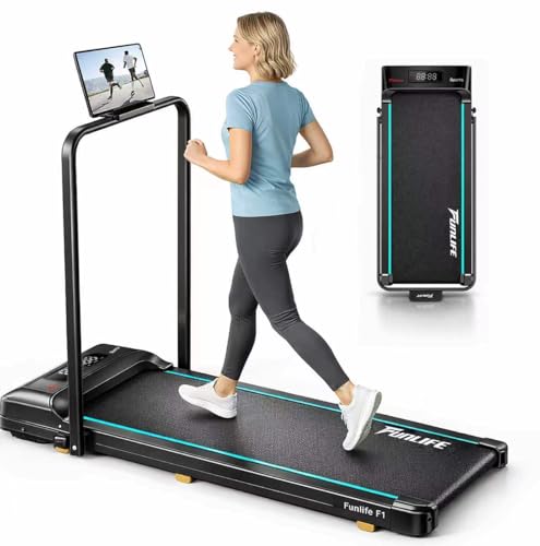 FunLife F1 Laufband für Zuhause klappbar – 3-in-1 Walking Pad mit Haltegriff,Komfort, kompakt & leise für Schreibtisch, Senioren & Reha geeignet, blau
