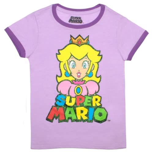 Nintendo Super Mario Princess Peach Girls 2-Piece Set, Casual Graphic Print Short Sleeve T-Shirt Outfit Bundle for Kids2