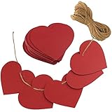 TUPARKA 80 Pcs Red Paper Hearts Paper Kraft Gift Tags Heart Shape with String For Valentines Day Decorations Valentines Gift Favor Tags (Come With 20m Jute Twine)