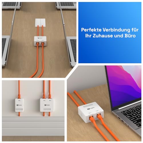 HB-DIGITAL Anschlussbox 1 Stück 1-Port CAT 7 mit Keystone Modul – Aufputz Netzwerkdose Anschlussdose Datendose Netzwerkbuchse RJ45 STP geschirmt 10Gbit/s - Weiss