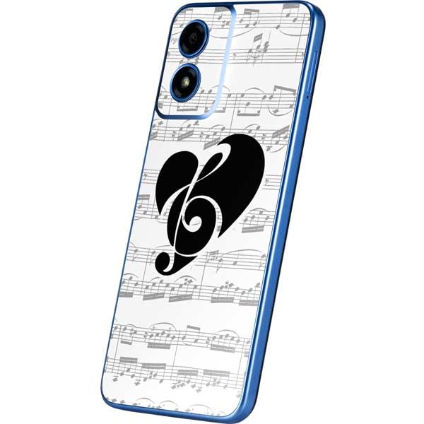 Skinit Decal Phone Skin Compatible with Moto G Play 4G - BW Musical Notes Design
