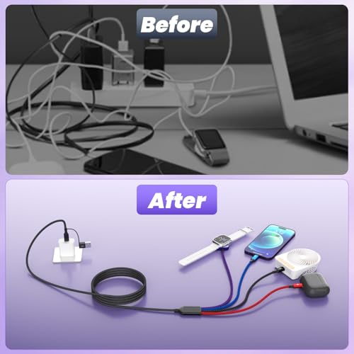 Image of Multi Charging Cable with iWatch Charger, 2 Pack 5FT Travel Essentials