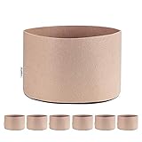 TopoGrow 6-Pack 45 Gallon Grow Bags Tan Fabric Round Aeration Pots Container for Nursery Garden and