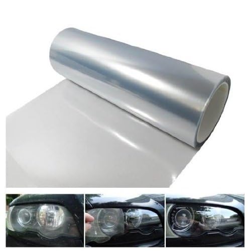 Image of KOMAS 12 inch X 48 inch Tint Vinyl Film Sticker Sheet Roll for Car Headlight, Tail Lights, Fog Lights with Squeegee + Cutter (Glossy Clear)