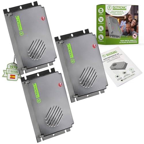 ISOTRONIC Repelente Ultrasónico de Plagas Ahuyentador de Ratas y Ratones Antiplagas (3)