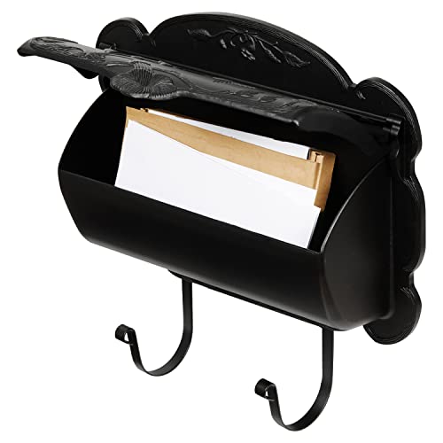 Wall Mount Mailbox - Hummingbird - Cast Aluminum - Rustproof - Letter Box Mail Parcel (Black) #TOP2