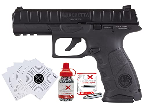 Beretta APX Blowback Air Pistol Combo Bundle with 100 Paper Targets, 1500 BBS an 12 CO2 Cartridges