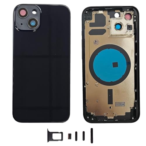 Chassis arriere en verre noir compatible iPhone 13 avec coque de rechange Smartex