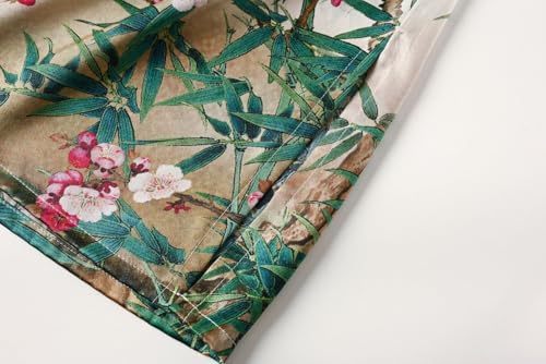 Image of Women's Silk Kimono Robe Short Bathrobe Nightgown 100% Mulberry Silk for Women - Classic Floral Pattern