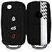 Produktbild kwmobile Autoschlüssel Hülle für VW Skoda Seat - Silikon Schutzhülle Schlüsselhülle Cover für VW Skoda Seat 3-Tasten Autoschlüssel Zielflagge Streifen Design Weiß Schwarz