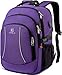 CAFELE Sac à dos pour ordinateur portable, sac à dos de voyage durable de 17,3 pouces, sac d'école universitaire étanche antivol pour femme RFID, violet foncé