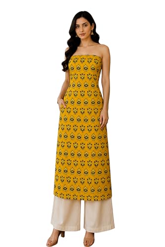 Image of Ethnics of Kutch Women's Ajrakh Modal Silk Natural Dye Hand Block Print Unstitched Kurta Fabric (For Lenght - Refer Bullet Point Below)