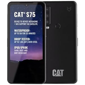 Cat S75 - Robustes, 5G-Smartphone mit Satellitenverbindung (IP68 & IP69K, MIL SPEC 810H, superhelles 6.58” FHD+ 120Hz Display, 2GHz Octa Core Processor, 5000mAh Akku, 6GB/128GB, Android 12) - Schwarz