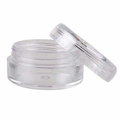 Premium Quality New Empty Clear Plastic Cosmetic Containers 5 Gram Size Jars Pot Eyeshadow Container Lot Size: Diameter: 1 1/4" inch X Height: 3/4 inch. (Comes With 1 Free Myo Eyeshadow Sample) (10 Pieces)
