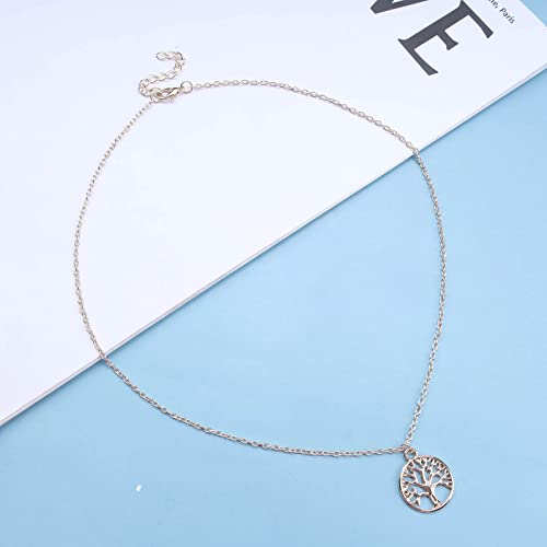 Vintage Tree of Life Necklace Family Tree Choker Necklace Circle Pendant Necklace Gold Tree Choker Necklace Jewelry for Women and Girls2