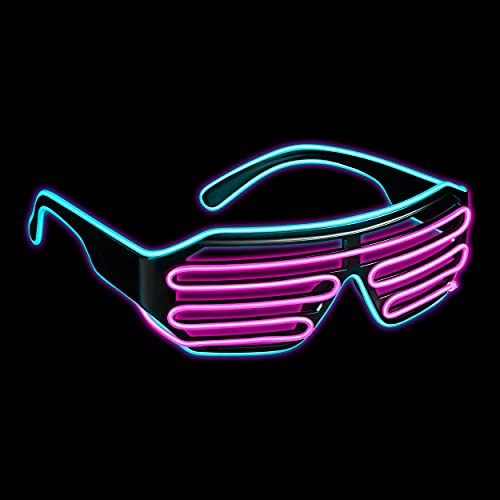 Balinco Lunettes LED avec 3 modes de flash – Idéal comme Techno DJ, festival, Halloween, carnaval, comme complément à la tenue ou au costume (turquoise/rose)