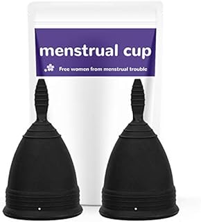 Scienlodic Menstrual Cups 2-Pack - Comfortable Reusable Period Cup-Tampon and Pad Alternative- Regular and Heavy Flow with a Storage Bag Black L Menstrual Products (Black, L)