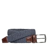 Johnston & Murphy Men's Woven Stretch-Knit Belt, Navy, 36