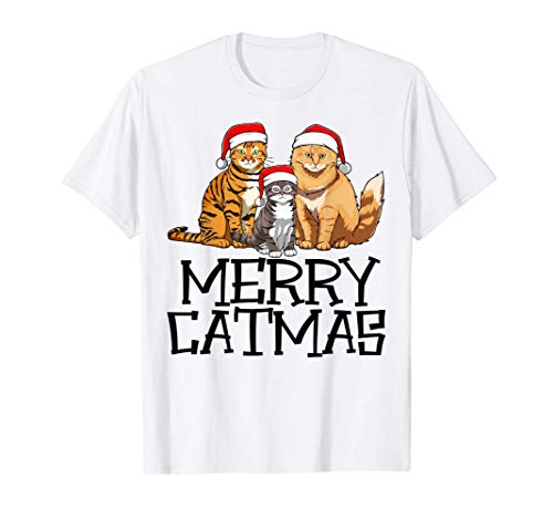 Funny Meowy Catmas Tee Shirt Merry Christmas Cat Lover Gift Maglietta