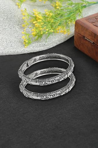 Indian Designer Fashion Handmade Traditional Ethnic Silver Oxidized Bollywood Kada Open Bracelet Bangles2