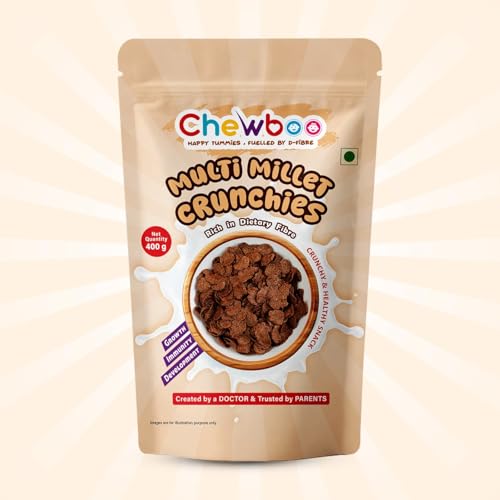 Image of Chewboo Cocoa Multi-Millet Crunchies for Kids | Ragi, Jowar, Bajra & Foxtail Grain Cereal Snack | Jaggery Sweetened | Healthy Breakfast Option | 400 g