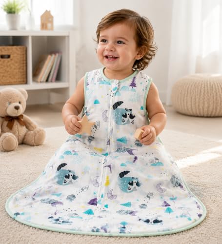 Image of Baby Sleeping Sack Muslin Cotton Soft Wearable Blanket Summer Sleeping Bag Baby Sleeveless Sleep Sacks 0.5 Tog Boy Newborn 0-3M Lightweight 6-12 Months Girl Infant Sleep Bag 9-12 Months Toddler