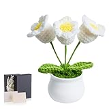GUJOXILA Flor blanca de ganchillo, lirio del valle, amuleto de la suerte, regalos para mujeres, cumpleaños, día de San Valentín, día de la madre, regalo de agradecimiento, regalo para profesores