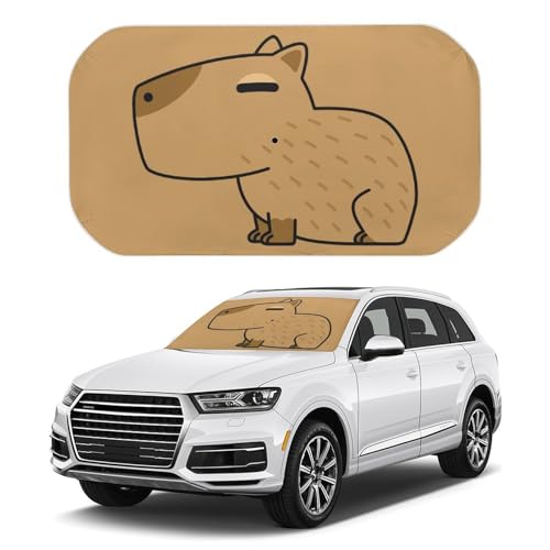 車用サンシェード かわいい カピバラ アニメ 折りたたみ式 傘型 遮光 遮熱 取付簡単 収納便利