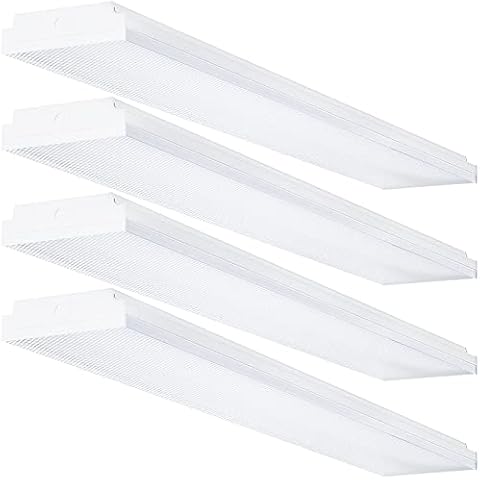 TychoLite 4FT Led Wraparound Light 40W 4 Foot Led Light Fixture, 4800 Lumens, 5000K Daylight White, 48 Inch Led Shop Lights Flush Mount for Garage, 120W Fluorescent Equivalent, 4 Pack Cover