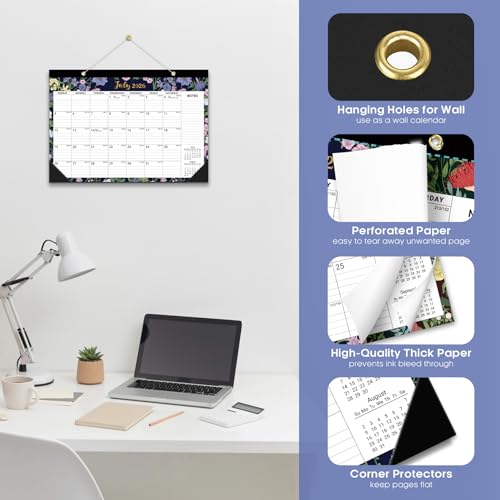 Image of 3 Pack of Desk Calendar 2026-2027, 18-Month Calendar Runs from July 2026 to December 2027, Large 17 inch x 12 inch Monthly Desktop & Wall Calendar for Home & Office - Midnight Garden