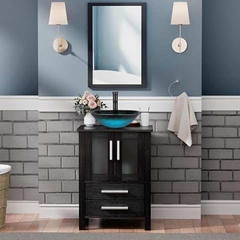 U-Eway 24 Inch Black Bathroom Vanity Sink Combo Cover