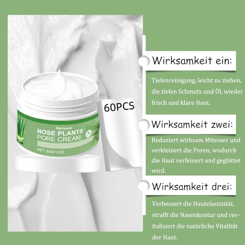 Soleneva 30g Mitesserentferner, Nasenpflaster – Packung mit 60 Stück Mitesserentferner Stripes, Nose Strips for All Skin Type, Mitesser-Remover-Plaster zur Poren Verkleinern, Gesichtspflege