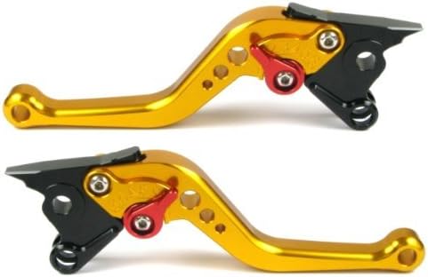 A pair of Short Billet Aluminum Clutch & Brake Levers Motorcycle Set Gold for Yamaha YZF R6 2005 2006 2007 2008 2009 2010 2011 2012 (Y-688/R-104)