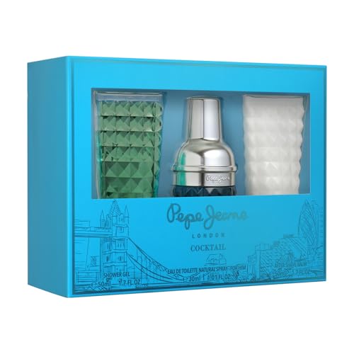 Pepe Jeans Cocktail Edition For Him Perfumes Hombre Estuche 3 Piezas | Pack Regalo, Eau de Toilette 30ml, After Shave 50ml y Shower Gel 50ml, Set Fragancia Cítrica y Amaderada
