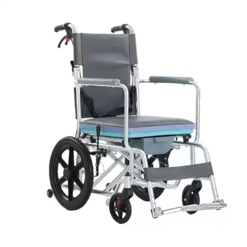 介助用車いす 手動移動用車椅子 アルミニウム製軽量車椅子 人間工学に基づいたシート移動用チェア 移動介護用車椅子 持ち運びが容易 (【アルミニウム合金】16型一体ホイール-風呂付き便座付き車椅子)