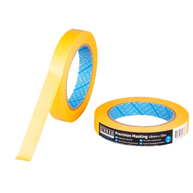 STROXX® 12x Putz- und Maler Abdeckband 18mm x 50m |gold| Klebeband | für Malerarbeiten | Kreppband | Abklebeband | (12)