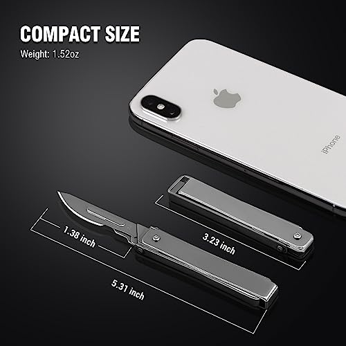 FUNBRO Folding Scalpel Pocket Knife, EDC Utility Surgical Knives With 10pcs #24 Replaceable Razor Blades for Outdoor Hunting Everyday Carry, Small Knife Collection Unique Gift for Men Women