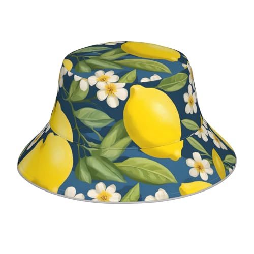 WHJSHOP Chapeau cloche réfléchissant imprimé citron et fleur respirant pour homme et femme pour voyage, camping