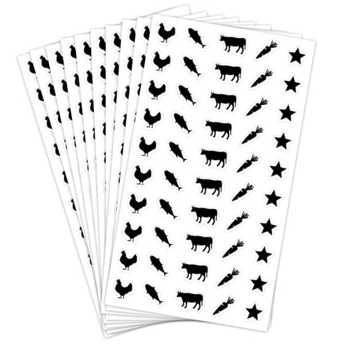 10 Sheets - 500 Qty Meal Stickers - Wedding Food Choice Labels for Place Cards, Featuring Chicken, Fish, Beef Options（Black）