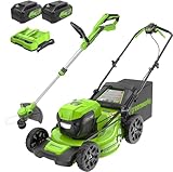 Greenworks 48V (24V x 2) 21' Cordless Battery Self-Propelled Lawn Mower w/Two...