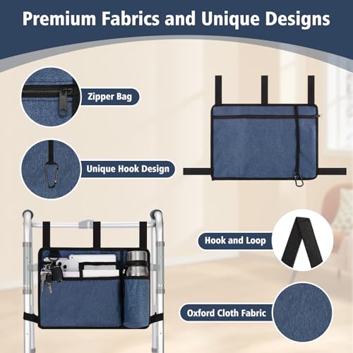 supregear Accessories Bag for Walker, Wheelchair, Rollator - Walker Basket Bag w/Cup Holder - Seniors Caddy Attachment Pouch, Water Resistant Large Capacity Carry Storage Carrier Tote — view 2