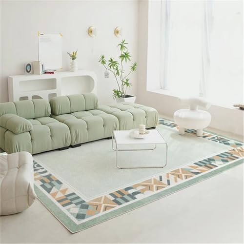 Tapis de salon vert 180x250cm géométrique lavable moderne - 2