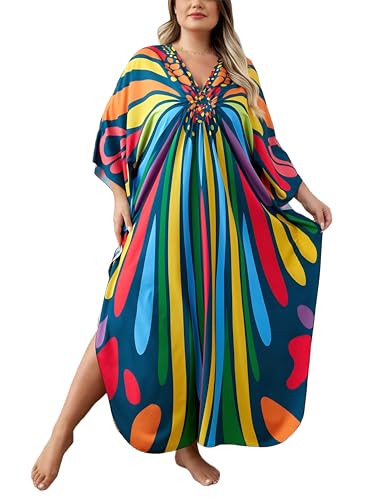 Image of Kaftan Dress for Women - Plus Size Caftan Maxi Beach Dress Moo Moos Loungewear, Swimsuit Cover Up for Beach, Pool or Vacation