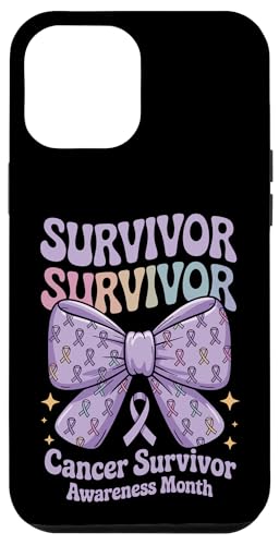 Bow Coquette Groovy Cancer Survivor Awareness Women Custodia per iPhone 12 Pro Max