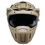 Airsoft - Casco de paintball y máscara táctica y gafas de visera, equipo de protección militar de tiro de cara completa, para juegos CS militares de tiro deportivo (TAN)