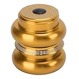 Alomejor Threadless Headset, Lightweight Aluminum Alloy Bike Headset 34mm Gold Finish for Mountain Bikers Road Cyclists Commuters Trail Riding City Streets