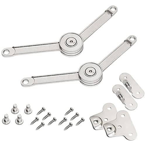 Lid Support Hinge, 2pcs Folding Lid Stay, Soft Close Hinge for Cabinet, Kitchen Wardrobe Toybox, 110 Degree (Nickel Plated)