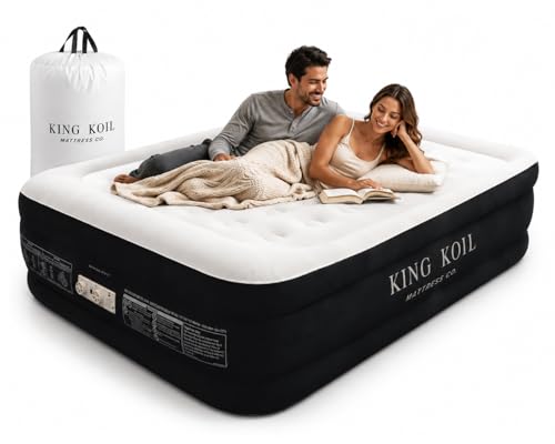 King Koil 20' Full Air Mattress with Built-in High-Speed Pump - CNN Underscored Top Pick, Sleeps Like a Real Bed, Inflates in 2 Minutes, 600 lb Capacity for Guests, Camping, Home, 1-Year Warranty